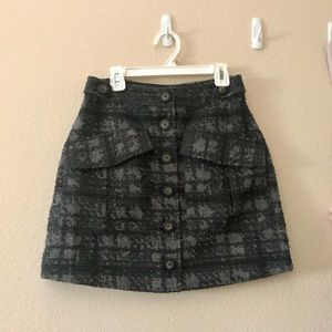 NWOT Rachel Roy plaid tweed mini skirt in dark gray and black